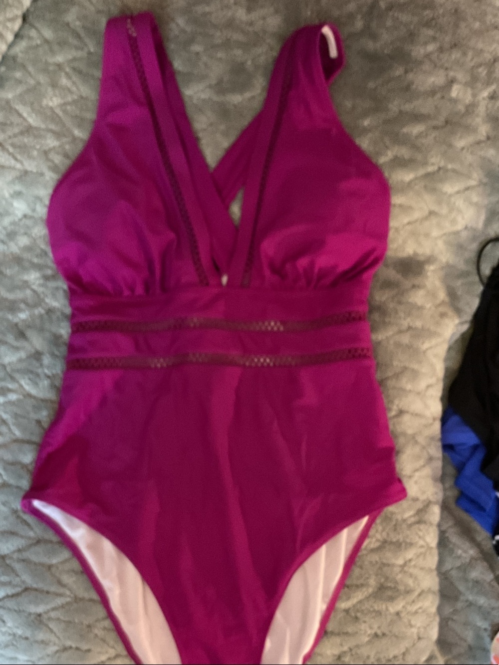 Women’s  Fuchsia One-Piece Swimsuit with Mesh Waist Detail